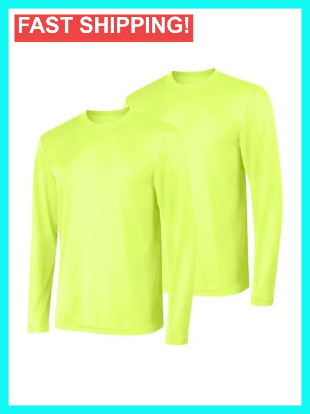 Men's Long Sleeve Performance T-Shirt 2-Pack Moisture Wicking Quick Dry UPF 40+